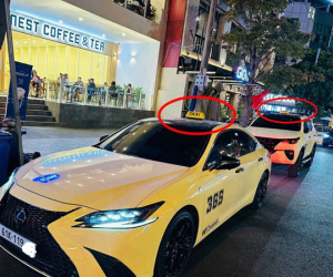 Hàng loạt xe hạng sang gắn mào taxi diễu phố gây phản cảm