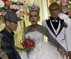 Cô dâu xăm kín người xuất hiện bên chú rể trẻ tuổi gây xôn xao, chính chủ lên tiếng kể về ngày trọng đại