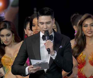Thí sinh Miss Grand Thái Lan bị 'bắt quả tang' xem lén kết quả tại đêm chung kết, biểu cảm khiến CĐM bật cười