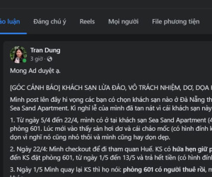 Nữ du khách tố khách sạn ở Đà Nẵng 'lừa khách hàng, làm tan nát kỳ nghỉ lễ'