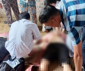 Máy đầm bị rò điện, hai mẹ con bị điện giật tử vong thương tâm
