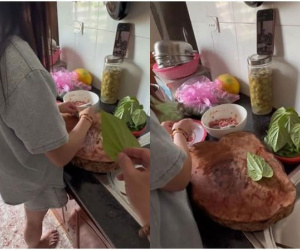 Được ngày đẹp trời vợ xuống bếp đãi món thịt bò lá lốt, chồng hí hửng xuống xem thì suýt ngã ngửa khi thấy cảnh này