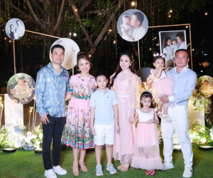 Vy Oanh rạng rỡ xuất hiện cùng chồng con trong tiệc sinh nhật con gái MC Vân Hugo