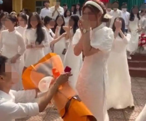 Nữ sinh được cầu hôn tại lễ tốt nghiệp cấp 3, dân tình người ủng hộ người chê 'tấm chiếu mới'