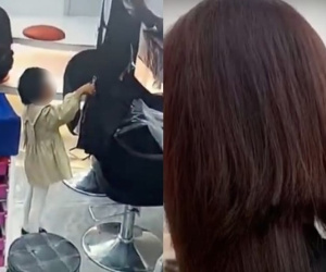 Bé gái nghịch ngợm cắt tóc của khách trong tiệm làm đầu, người mẹ phải bồi thường gần 40 triệu đồng
