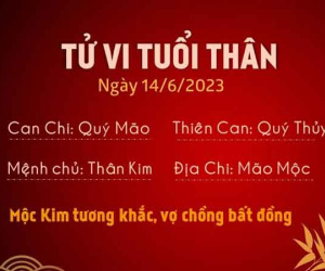 Tử vi thứ 4 ngày 14/06/2023 của 12 con giáp: Mùi may mắn tiền tài, Thân vợ chồng tranh cãi
