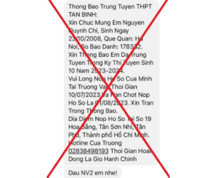 TP HCM: Xuất hiện trò lừa đảo thông báo trúng tuyển lớp 10