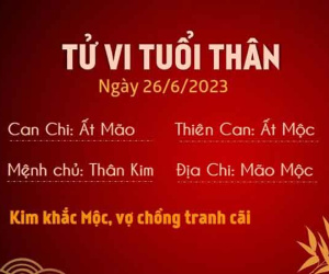 Tử vi thứ 2 ngày 26/06/2023 của 12 con giáp: Mùi gặp quý nhân, Thân vợ chồng tranh cãi