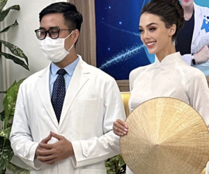 Vợ Bùi Tiến Dũng nền nã trong trang phục áo dài truyền thống, nhan sắc gái một con trông mòn con mắt