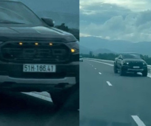 Ô tô chạy ngược chiều, 'đá' đèn trên cao tốc Nha Trang - Cam Lâm