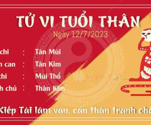 Tử vi thứ 4 ngày 12/07/2023 của 12 con giáp: Mão công việc suôn sẻ, Thân cẩn thận tranh chấp