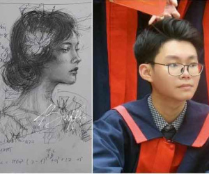 Nam sinh gây sốt vì bức vẽ cô gái trên giấy nháp nhận học bổng vào đại học
