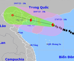 Bão số 1 giật cấp 15 đang di chuyển nhanh, áp sát vịnh Bắc Bộ