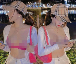 Tạo dáng bên bờ sông Sài Gòn, hai gái xinh hút ánh nhìn