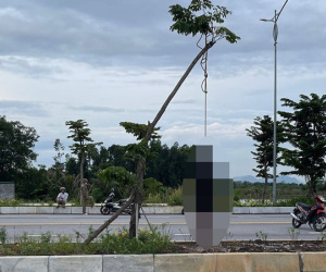 Nam thanh niên tử vong trong tư thế treo cổ ở giữa đường