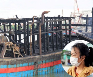 Hiện trường tàu cá ở Nghệ An bị thiêu rụi, thiệt hại hàng chục tỷ đồng