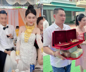 Đám cưới 'bình thường' ở Quảng Ninh khiến hội chị em thi nhau đòi về làm dâu: Vàng đeo theo ký, tiền mặt xếp thành cọc