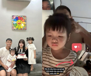 Bùi Tiến Dũng dịu dàng chăm con gái khi Khánh Linh vắng nhà