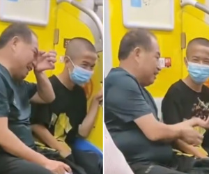 Cha vứt bỏ liêm sỉ, ăn xin từng chút thức ăn cho con trai bại não khiến nhiều người xúc động