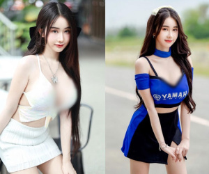 Ngượng đỏ mặt hot girl diện đồ khoét sâu trễ nải khoe vòng 1