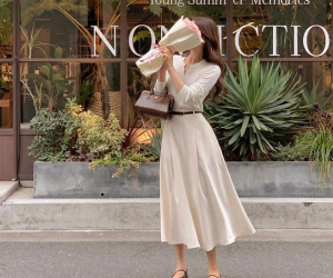 Xu hướng diện cả cây đồ trơn màu được phụ nữ Hàn yêu thích trong mùa thu