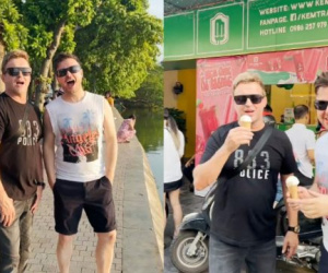 Ban nhạc Mỹ huyền thoại mê món Hà Nội, thích thú ăn bún chả, kem Tràng Tiền