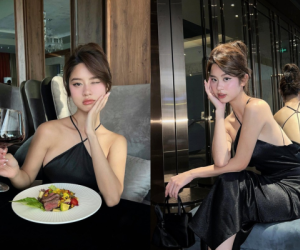 Hot girl Hàn Hằng diện váy yếm đi dự tiệc, lộ bờ vai siêu quyến rũ