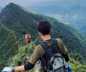 Khung cảnh đáng sợ khi đi trên sống lưng khủng long Tà Xùa khiến nhiều người xem clip thôi đã thấy 'tim đập chân run'