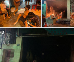 Giải cứu 4 người mắc kẹt trong ngôi nhà cháy lớn