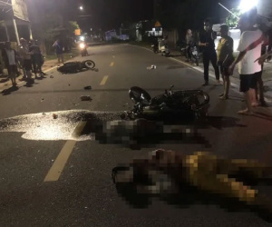 Hai xe máy tông nhau trực diện, một người chết, ba người bị thương