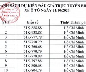Biển số xe ô tô 51K-888.88 được đấu giá lại vào ngày 21/10