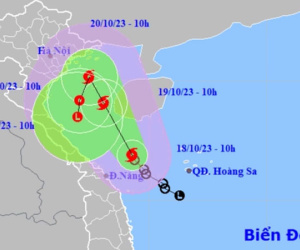 Bão số 5 giật cấp 11 cách Quảng Trị-Quảng Ngãi khoảng 150 km