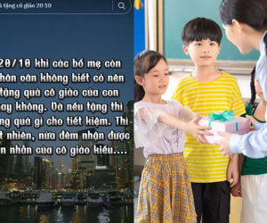 20/10 khi các bố mẹ đang phân vân tặng quà cô giáo của con thì nửa đêm nhận được tin nhắn của cô, đọc xong ai cũng nín lặng