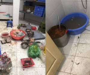 Khách tố quán buffet ở Hà Nội bẩn kinh hoàng, rau thịt vứt ngổn ngang sàn bếp