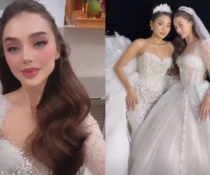 Vợ Tây của Bùi Tiến Dũng xinh đẹp lộng lẫy khi diện váy cô dâu, đọ sắc cùng Á hậu Thảo Nhi Lê