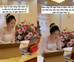 Hot girl đang trong lễ cưới nhưng vẫn có hành động bất ngờ khiến ai cũng bật cười