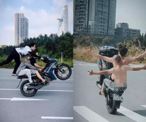 Giới trẻ 'làm xiếc' trên xe, khoe 'chiến tích' trên mạng xã hội