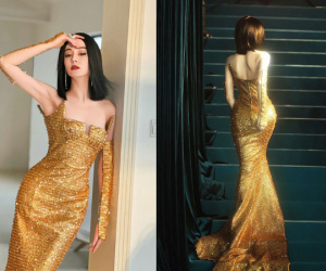 Địch Lệ Nhiệt Ba tiếp tục 'khuynh đảo' mạng xã hội với chiếc váy khoét ngực sâu