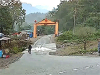 Giật mình khoảnh khắc người đàn ông đang đi bộ thì gặp...hổ chạy qua đường
