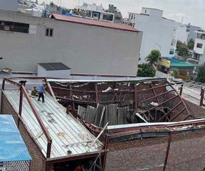 Sập mái nhà đang thi công ở Thái Bình khiến 8 người thương vong