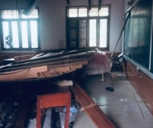 Sập trần lớp học, nhiều học sinh bị thương