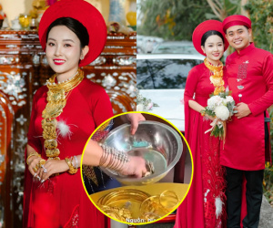 Giữa cơn 'bão' vàng tăng mạnh, mẹ cô dâu mang thau ra đựng 'sương sương' vài chục cây vàng, chú rể lái xe 24 tỷ đón dâu