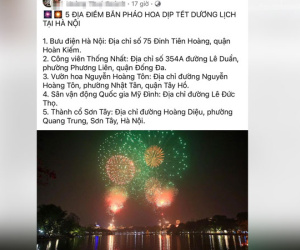 Hà Nội phủ nhận thông tin 'bắn pháo hoa 5 điểm dịp Tết Dương lịch 2024'