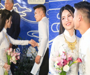 Quang Hải đỡ Chu Thanh Huyền lên bậc, công khai hôn vợ trước họ hàng, tình tứ thế này ai còn đồn thờ ơ?