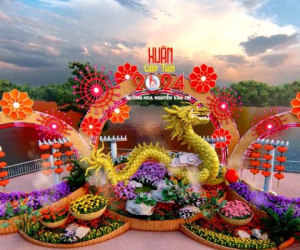 Ngắm phối cảnh đường hoa ven sông đẹp mê ly ở Đồng Nai