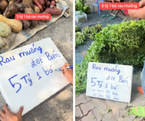 Anh bán rau treo biển 5 tỷ cho bó rau muống đột biến, dân mạng đồng loạt gọi tên Thái Công
