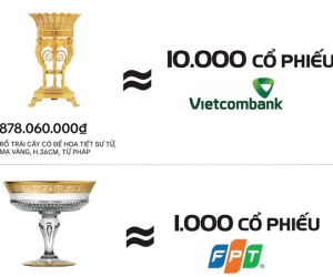 Bất ngờ với mức giá của Shop Thái Công: 10.000 cổ phiếu VCB mua được rổ trái cây, hơn 4.000 cổ phiếu NVL mua được xô đựng đá