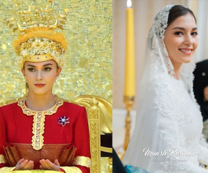 Cô dâu của Hoàng tử Brunei rạng rỡ trong loạt váy cưới hoàng gia, bùng nổ visual với khoảnh khắc mở voan che