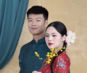 Hậu trường ảnh tết nhà Thành Chung và vợ hot girl Tuyên Quang: Ảnh cam thường còn xinh đẹp thế này