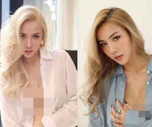 Ngượng đỏ mặt hot girl mặc sơ mi buông lơi, không nội y